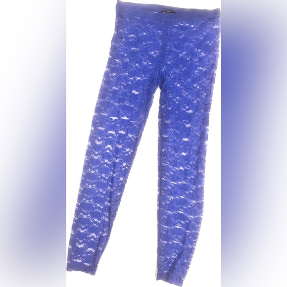 Very Sexy Lacey Blue Leggings, Large, Forever 21, Good Preowned Condition - Picture 2 of 5